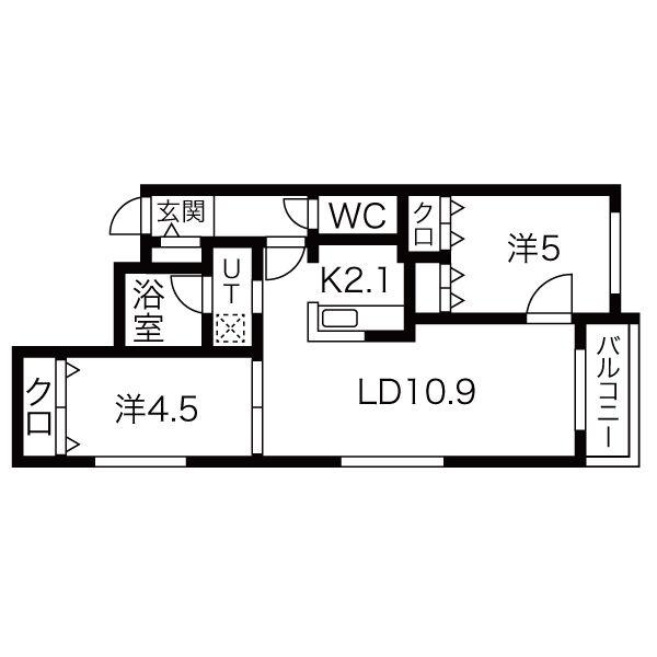 ブランシャール大通イースト(2LDK/4階)の間取り写真