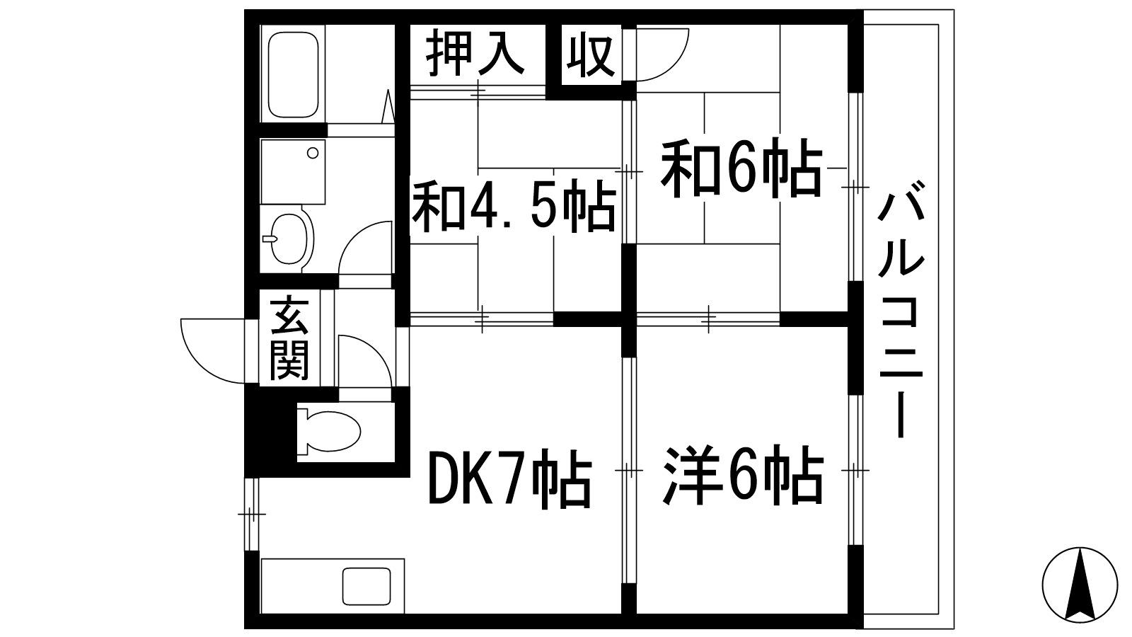 エルディムコスモ1(3DK/2階)の間取り写真