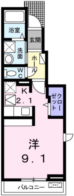 フェアリゼ森(1K/1階)の間取り写真