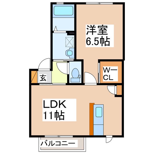 サウザンドタウン  C棟(1LDK/1階)の間取り写真