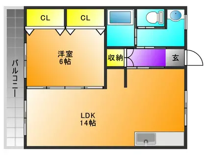 セキハイツ(1LDK/3階)の間取り写真