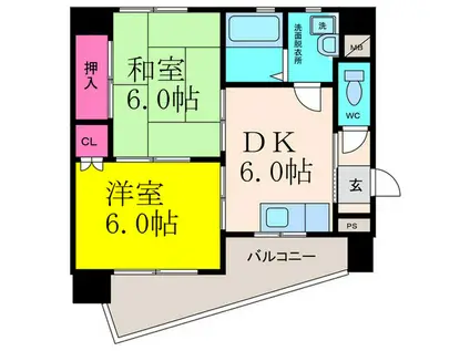 近藤ハイツII(2DK/5階)の間取り写真
