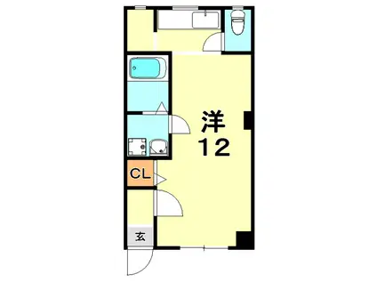 ユニオンハイツ北野(ワンルーム/1階)の間取り写真