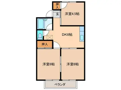 コーポヒロ(3DK/2階)の間取り写真