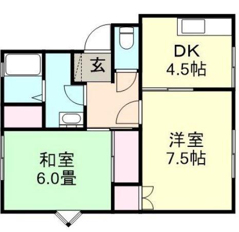 清音駅前ハイツ(2DK/1階)の間取り写真