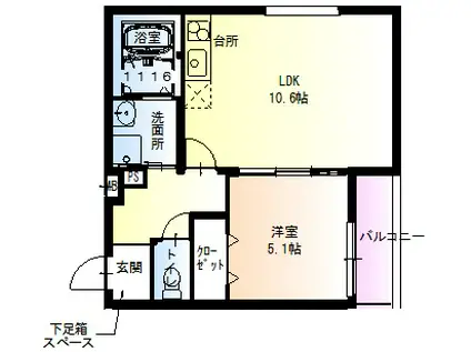 フジパレス石津川駅北I番館(1LDK/2階)の間取り写真