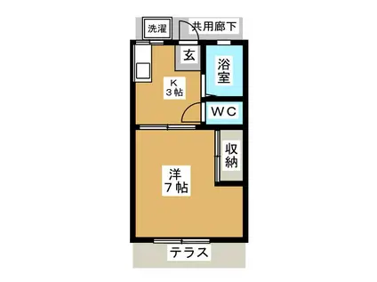 コーポコウヤ(1K/1階)の間取り写真