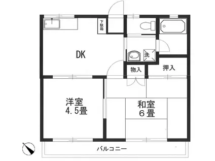 第1コーポ田中(2DK/2階)の間取り写真