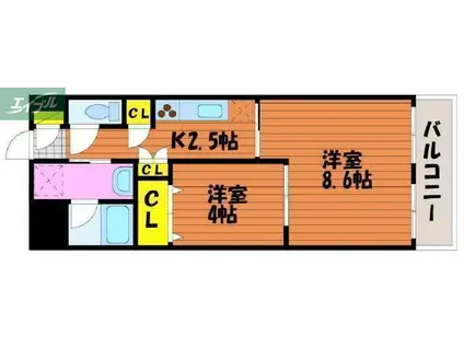 スプレンドーレ医大東(2K/7階)の間取り写真