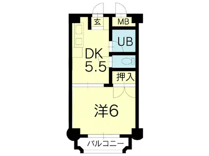 MH坪井(1DK/5階)の間取り写真