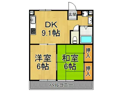 小寺マンション(2DK/3階)の間取り写真