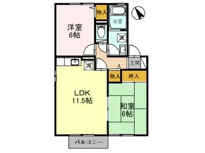 ツインハウス II(2LDK/2階)の間取り写真