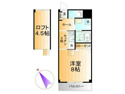 TOSHIハイツII(1K/3階)の間取り写真