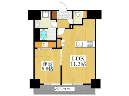 エルスタンザ王子神谷(1LDK/11階)の間取り写真
