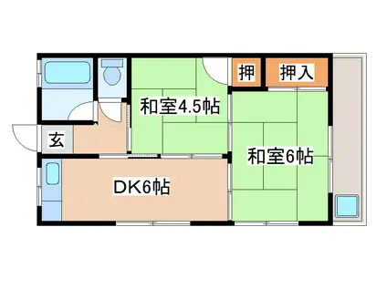 正本アパート(2DK/1階)の間取り写真