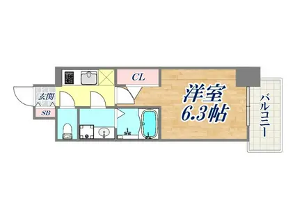 アドバンス神戸マーレ(1K/2階)の間取り写真
