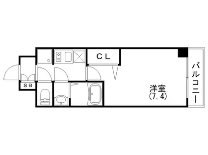 エスライズ神戸三宮山手弐番館(1K/12階)の間取り写真