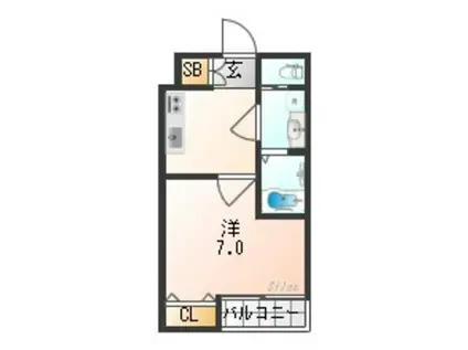 H-MAISON長吉出戸(1K/3階)の間取り写真