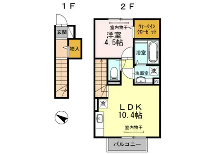 レジデンスカサージュ(1LDK/2階)の間取り写真
