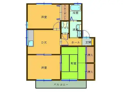 セジュールウィルモアB棟(3DK/1階)の間取り写真