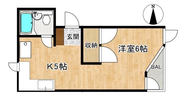 第2ニューリバーハイツ(1K/3階)の間取り写真