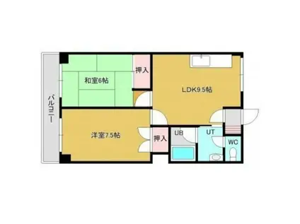 シェルブール(2DK/2階)の間取り写真