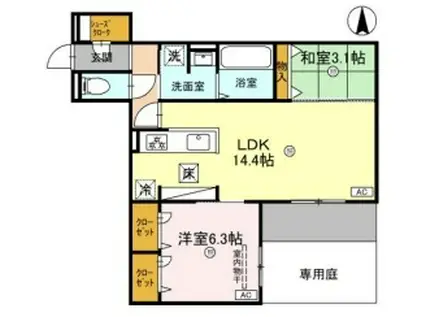 CLASHIST南住吉(2LDK/1階)の間取り写真