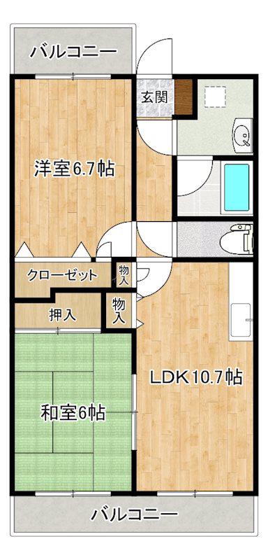レジデンス原田(2LDK/3階)の間取り写真