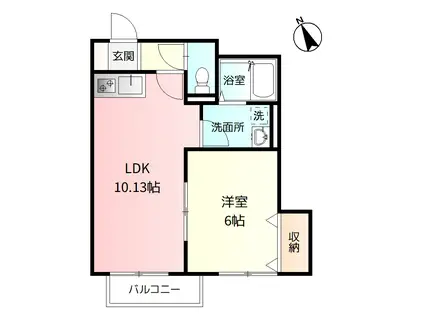 メリディアン南中山II(1DK/2階)の間取り写真