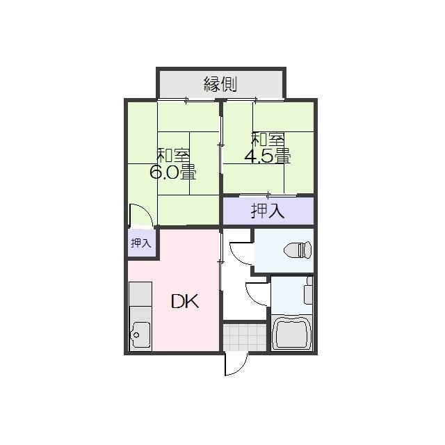 ハイツ一瀬(2DK/2階)の間取り写真