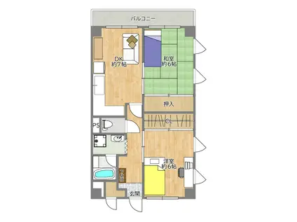 エスポワールコナカビル(2DK/4階)の間取り写真