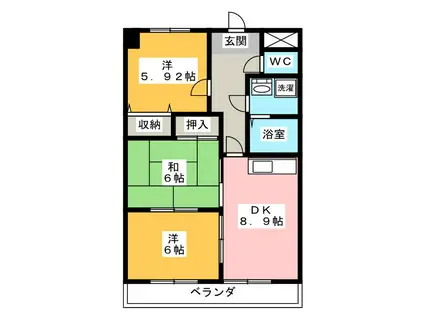 NS餐霞園(3DK/4階)の間取り写真