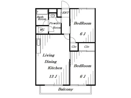 ツインスターII(2LDK/2階)の間取り写真