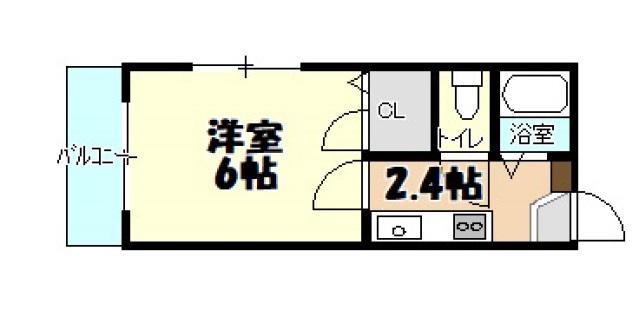 メルカード弐番館(1K/2階)の間取り写真