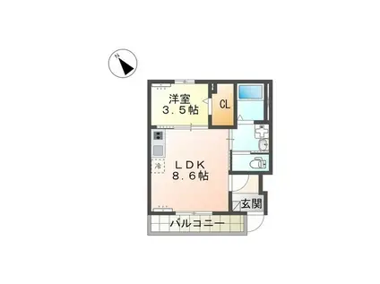 つくばエクスプレス みどりの駅 バス乗車時間：31分 最寄りバス停で下車 徒歩6分 2階建 築1年(1LDK/1階)の間取り写真