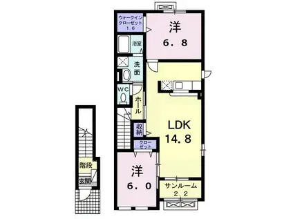 ラヴィベールI(2LDK/2階)の間取り写真