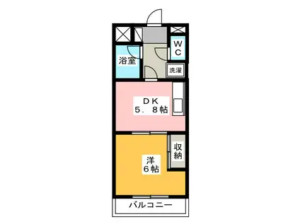 プリメーラ富塚(1DK/2階)の間取り写真