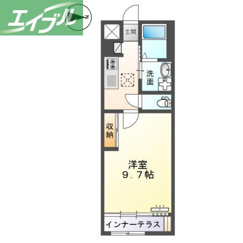 ガーデン(1K/1階)の間取り写真