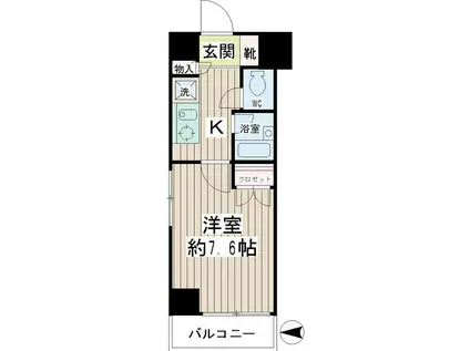 ムーンリットコート(ワンルーム/2階)の間取り写真