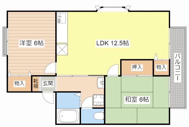 リヴェールI(2LDK/1階)の間取り写真