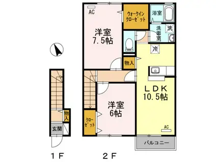 グレイススクエア新涯5A棟(2LDK/2階)の間取り写真