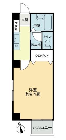 フォブールHINATA(1K/1階)の間取り写真