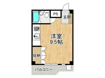 シャローム山城(ワンルーム/1階)の間取り写真