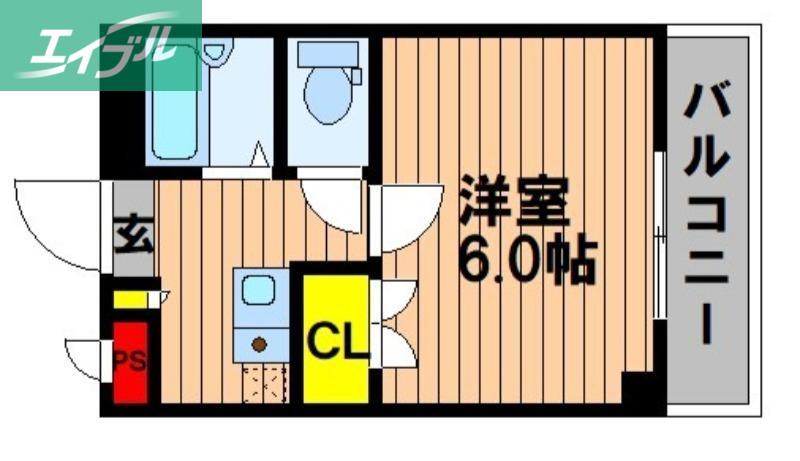 ハッピーハイツ今(1K/3階)の間取り写真