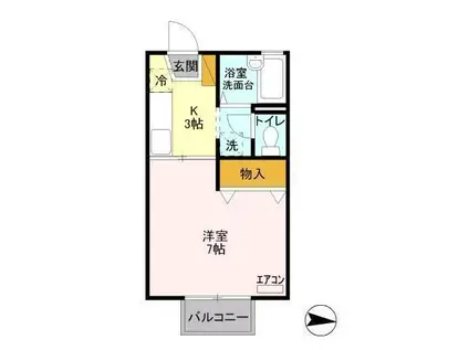 フローラ春日(1K/1階)の間取り写真