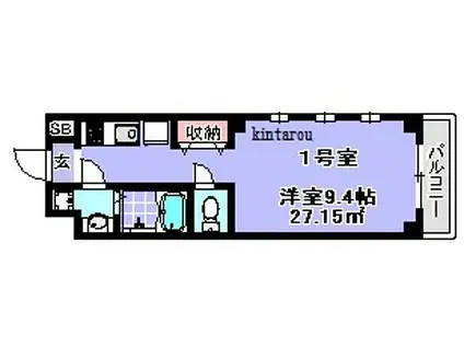 アスティオン(1K/2階)の間取り写真