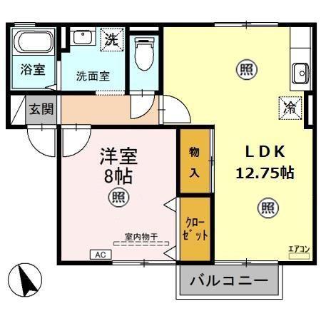 グレイスコーポB(1LDK/1階)の間取り写真