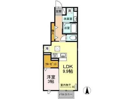 D-ROOM大崎(1LDK/1階)の間取り写真