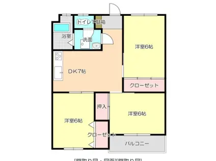 麦野第一ビル(3DK/6階)の間取り写真