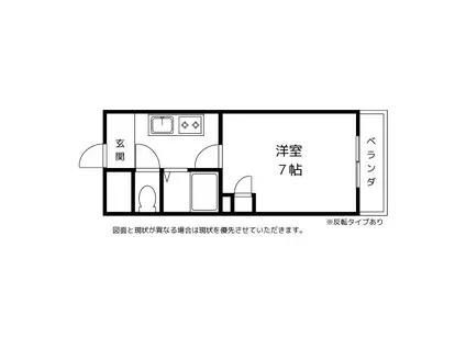ニューハイツ五福(1K/2階)の間取り写真